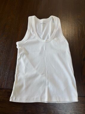Abercrombie & Fitch White Ribbed Scoop Tank